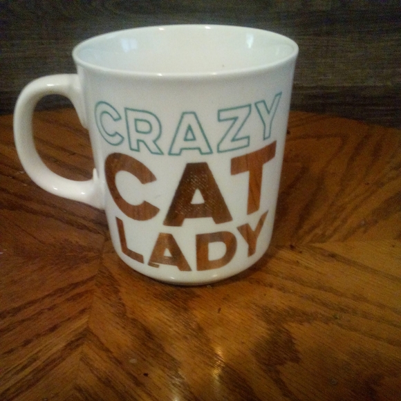 Genuine Fred's  Ceramic Mug Crazy Cat Lady Metallic Gold 16 Oz and Cat Dish - Picture 2 of 6